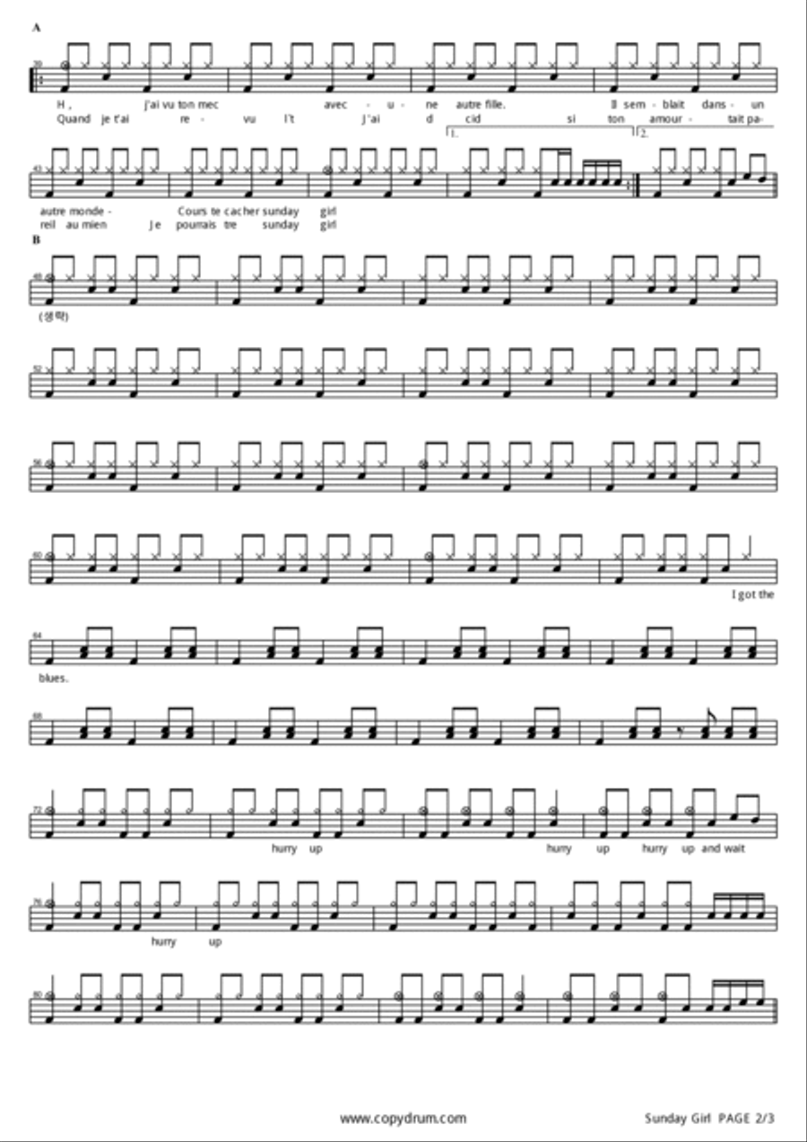 Sunday Girl Drum Set scores gallery preview page 2