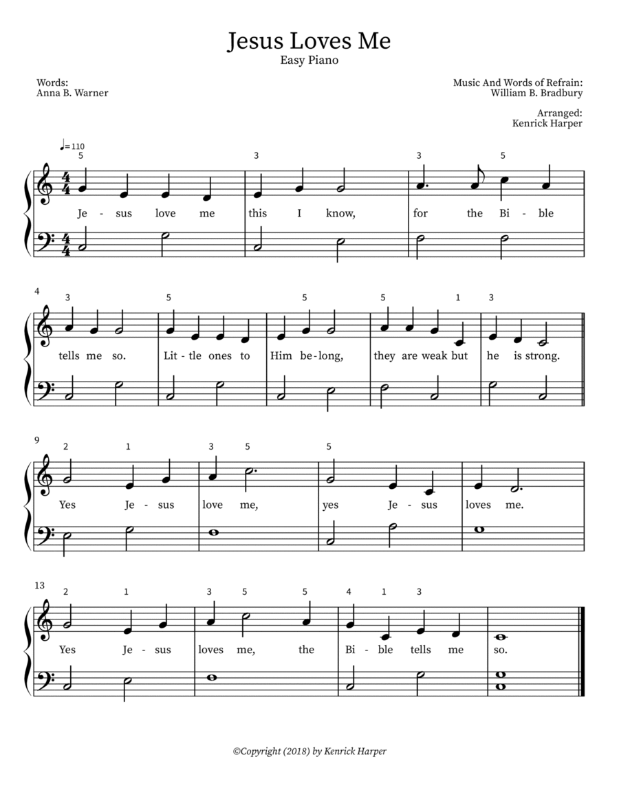 Jesus Loves Me- Easy Piano Easy Piano scores gallery preview page 1