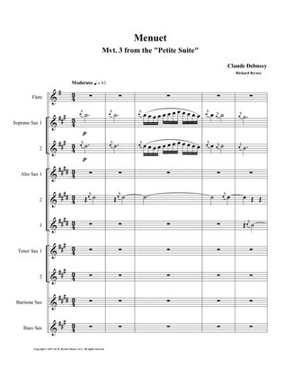 Menuet (Mvt. 3 from Debussy's Petite Suite for Saxophone Nonet + Flute