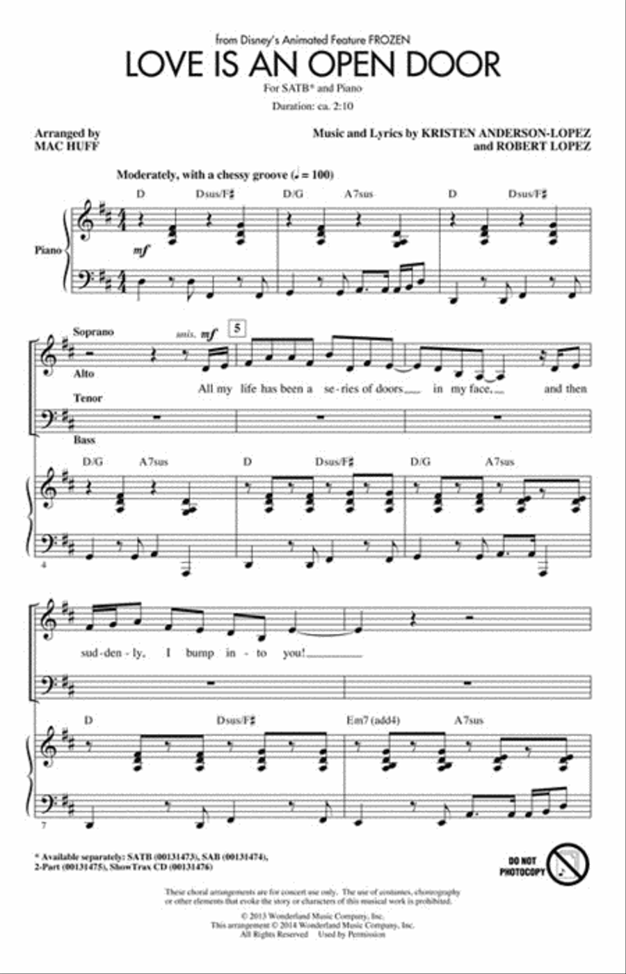 Love Is an Open Door Love Is an Open Door 4-Part scores gallery preview page 2