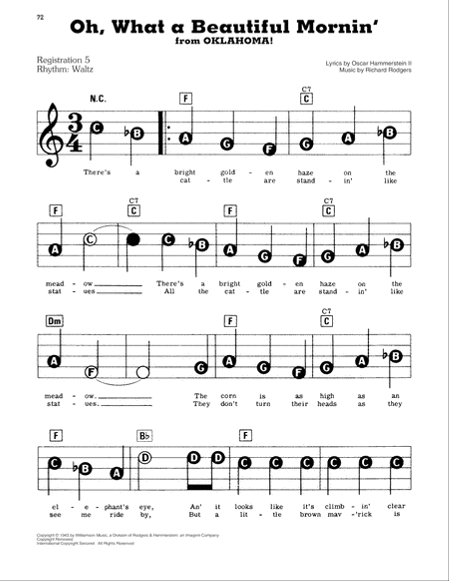 Oh, What A Beautiful Mornin' (from Oklahoma!) Voice scores gallery preview page 1