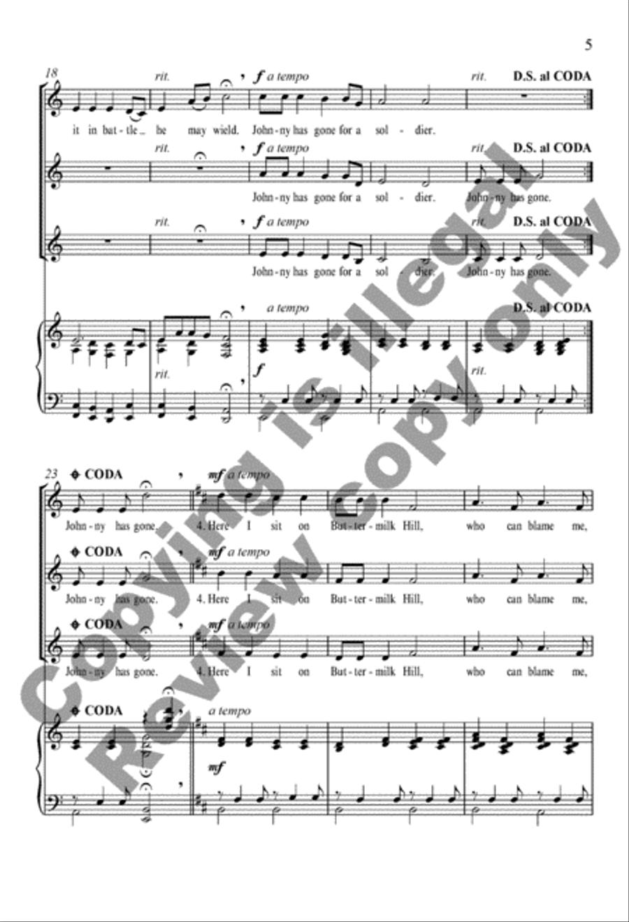 Johnny Has Gone for a Soldier SSA scores gallery preview page 10