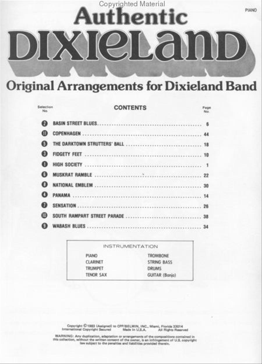 Authentic Dixieland Piano Jazz Ensemble scores gallery preview page 2