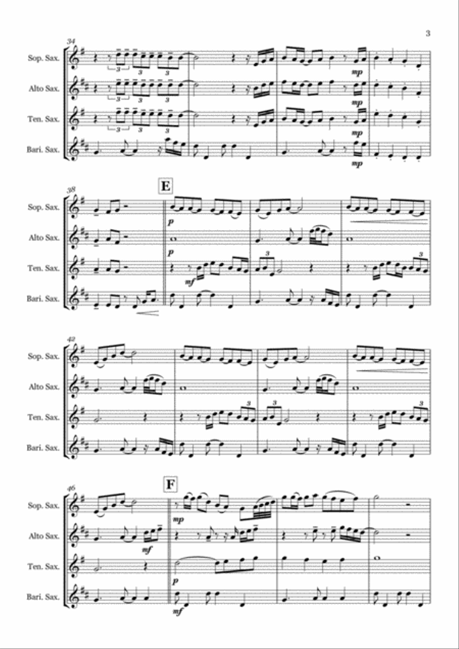 Thinking Out Loud Saxophone Quartet scores gallery preview page 3