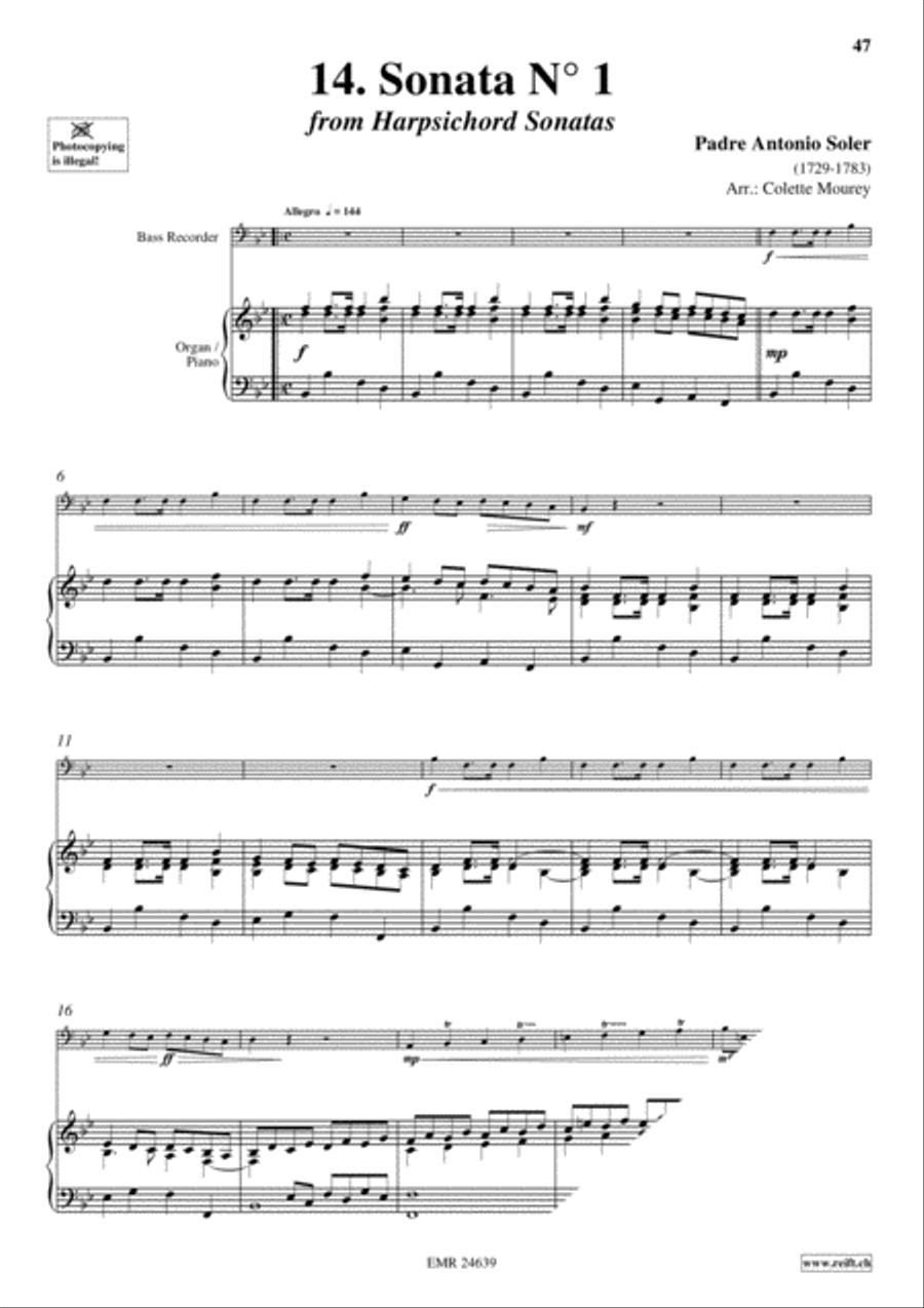 40 Greatest Baroque Hits Volume 2 Bass Recorder scores gallery preview page 16
