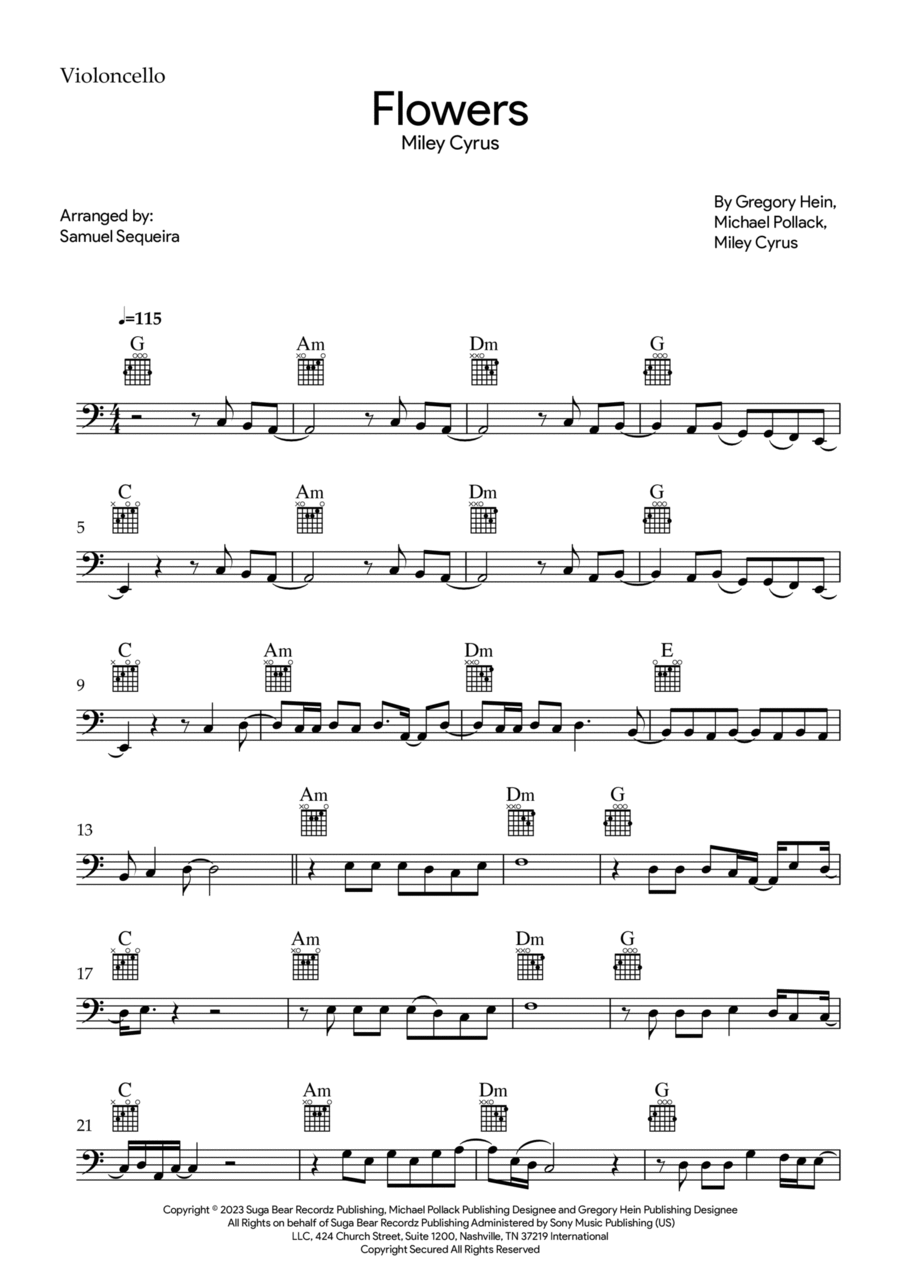 Flowers Cello Solo scores gallery preview page 1