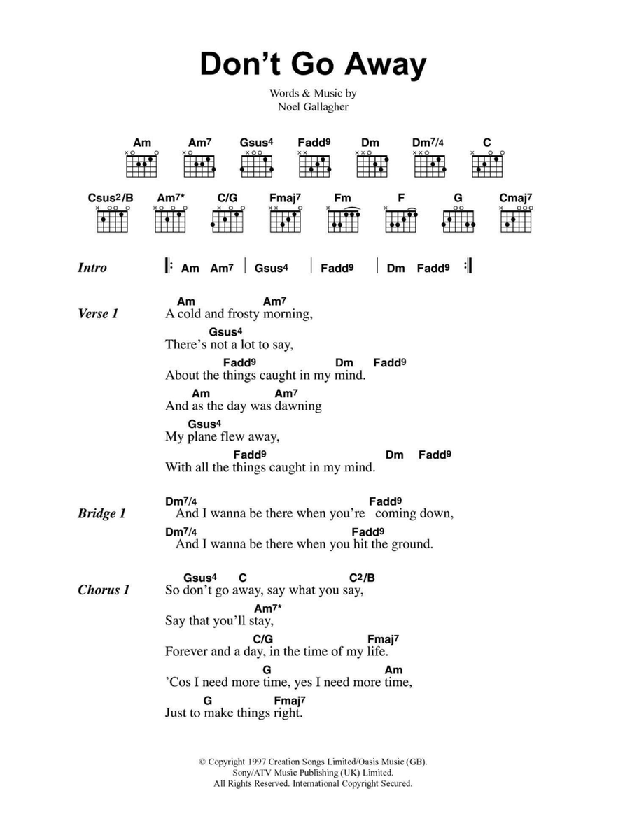 Don't Go Away Easy Guitar scores gallery preview page 1