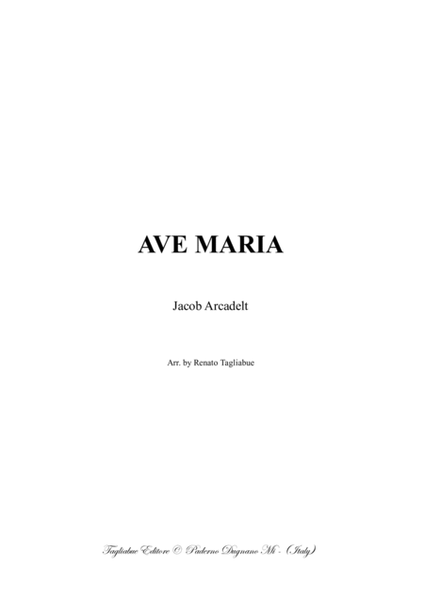 AVE MARIA - J- Arcadelt - Arr. by Renato Tagliabue - Score Only image number null