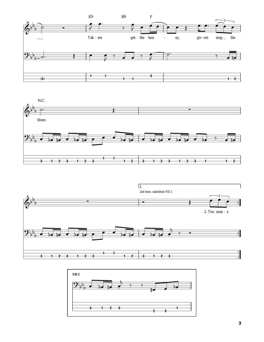 Too Rolling Stoned Bass Guitar Tablature scores gallery preview page 3
