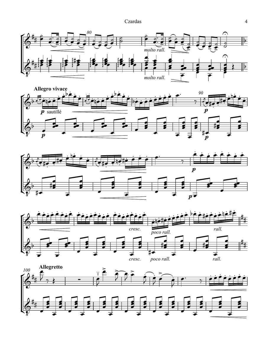 Czardas for violin and guitar String Duet scores gallery preview page 5