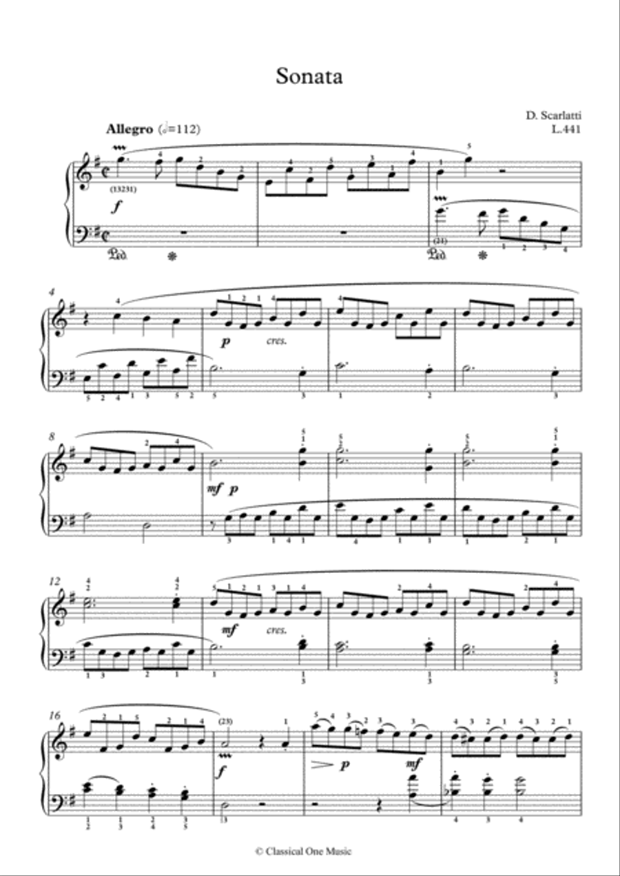 Scarlatti-Sonata in G-Major L 441 K.314(piano) Piano Solo scores gallery preview page 2