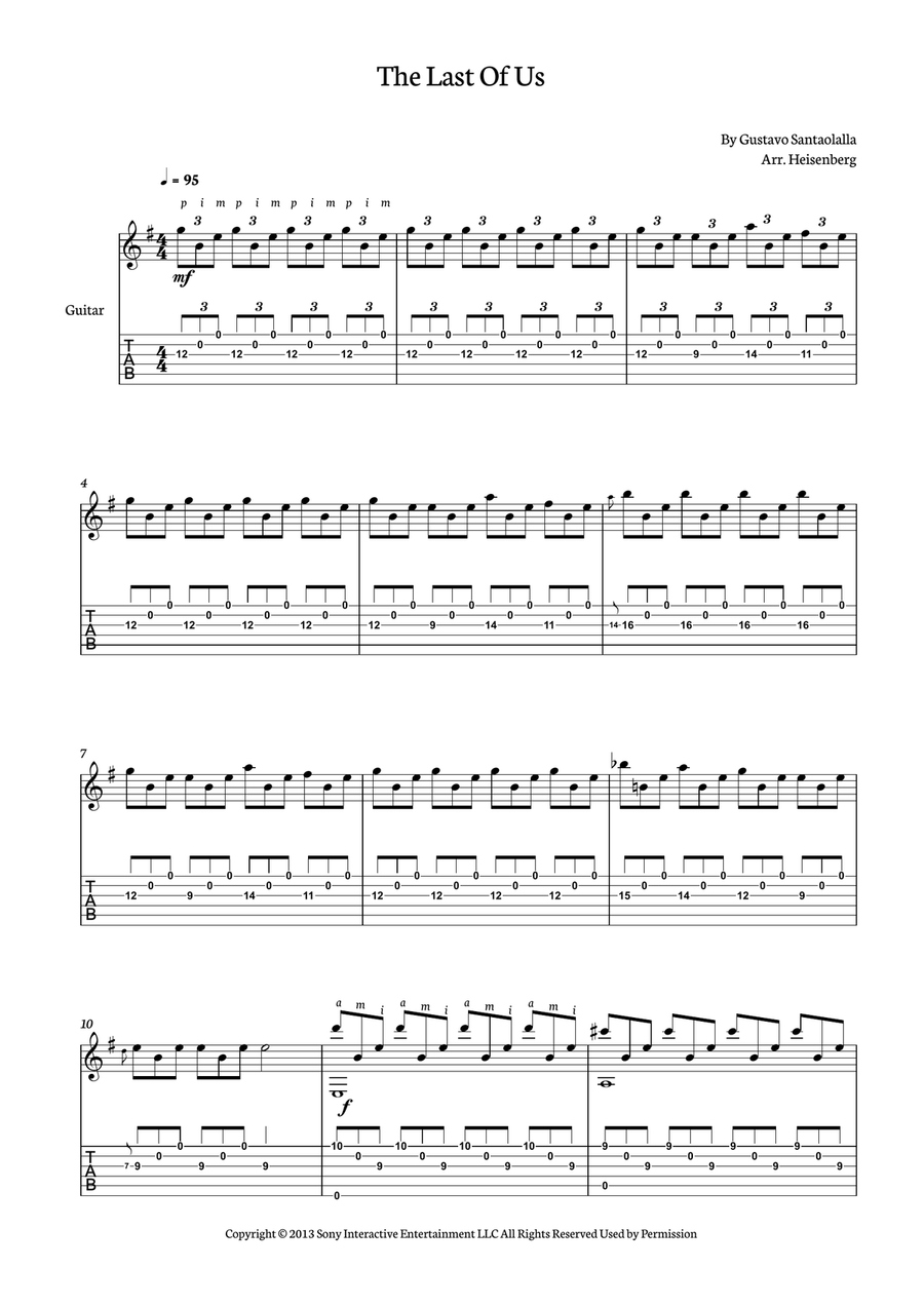 The Last Of Us Guitar Tablature scores gallery preview page 1