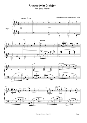 Rhapsody in G Major for Solo Piano