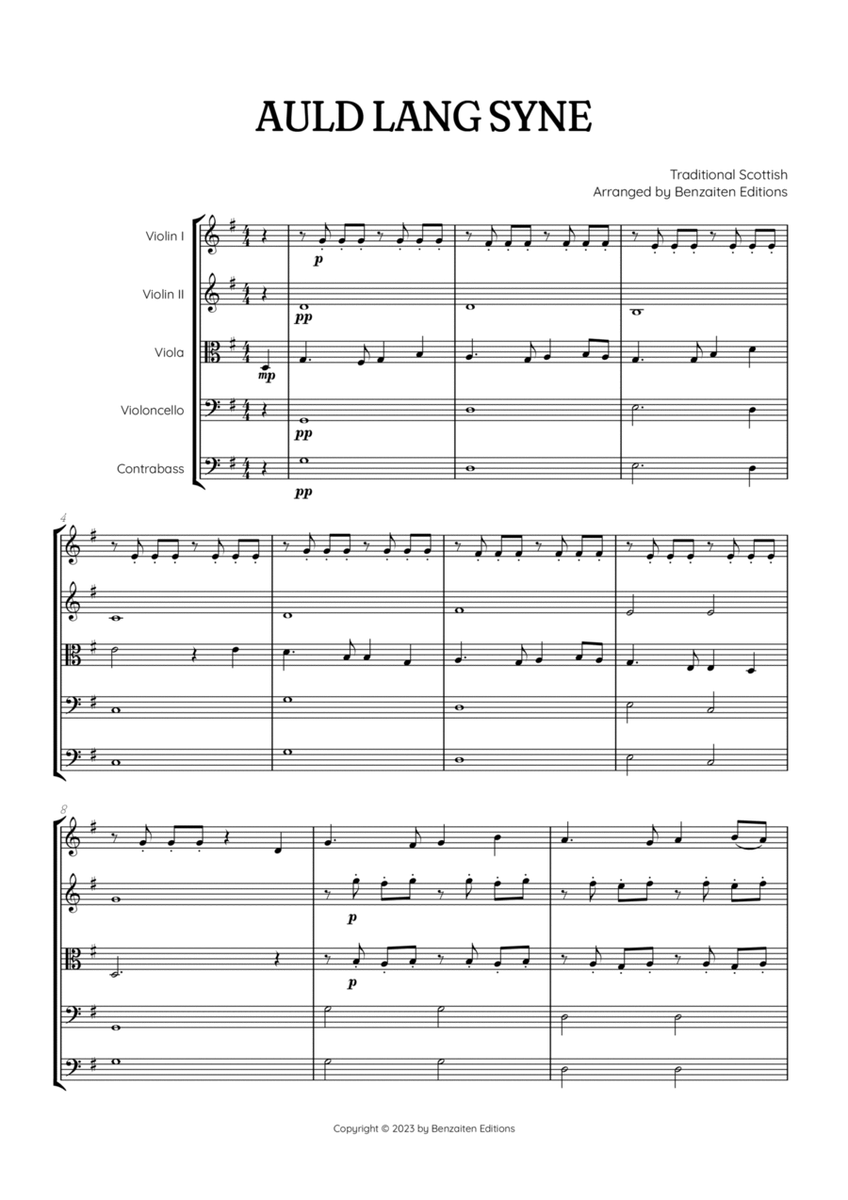 Auld Lang Syne • New Year's Anthem | String Quintet sheet music image number null