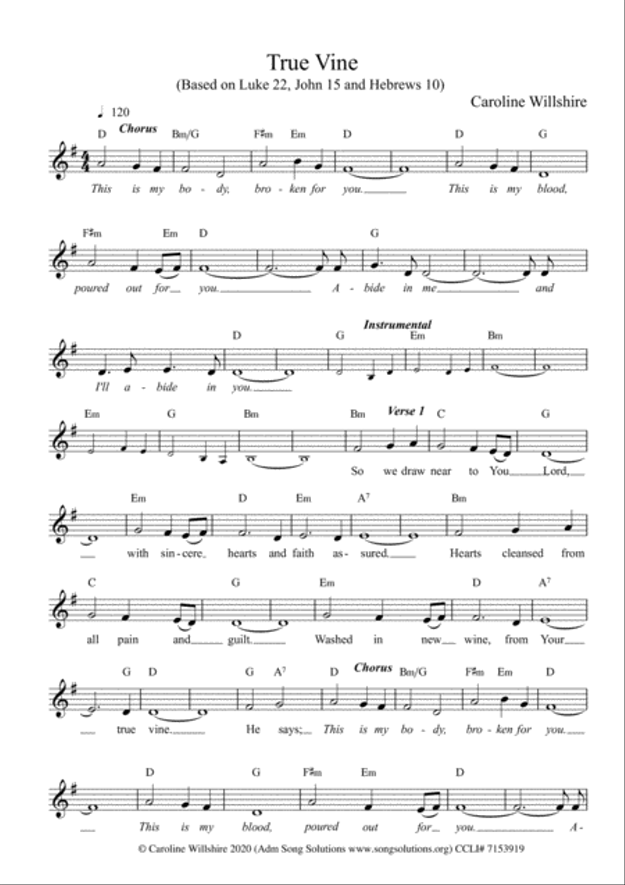 True Vine Piano, Vocal, Guitar scores gallery preview page 2