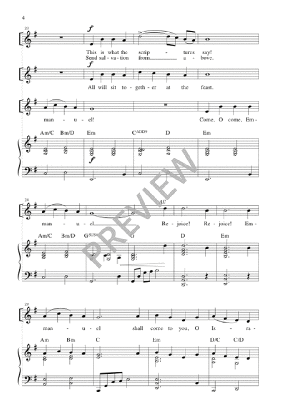 Come, Emmanuel Come, Emmanuel Unison Choir scores gallery preview page 4