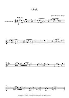 Book cover for Adagio (In G Minor) - Tomaso Giovanni Albinoni (Alto Sax)
