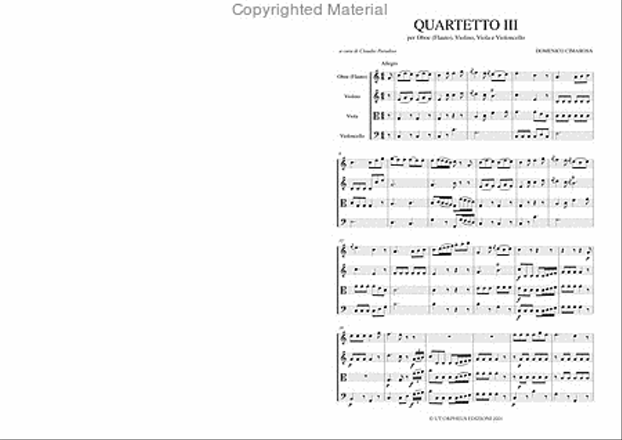Quartet No. 3 in C Major for Oboe (Flute), Violin, Viola and Violoncello Flute scores gallery preview page 2