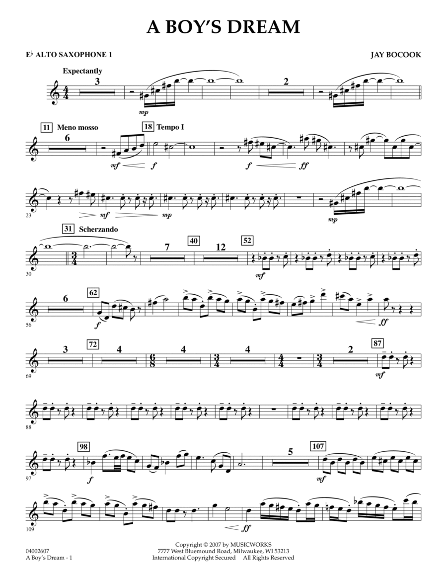 A Boy's Dream - Eb Alto Saxophone 1 Concert Band scores gallery preview page 1