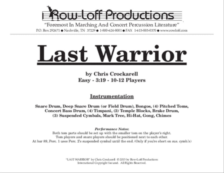 Last Warrior Percussion Ensemble scores gallery preview page 2
