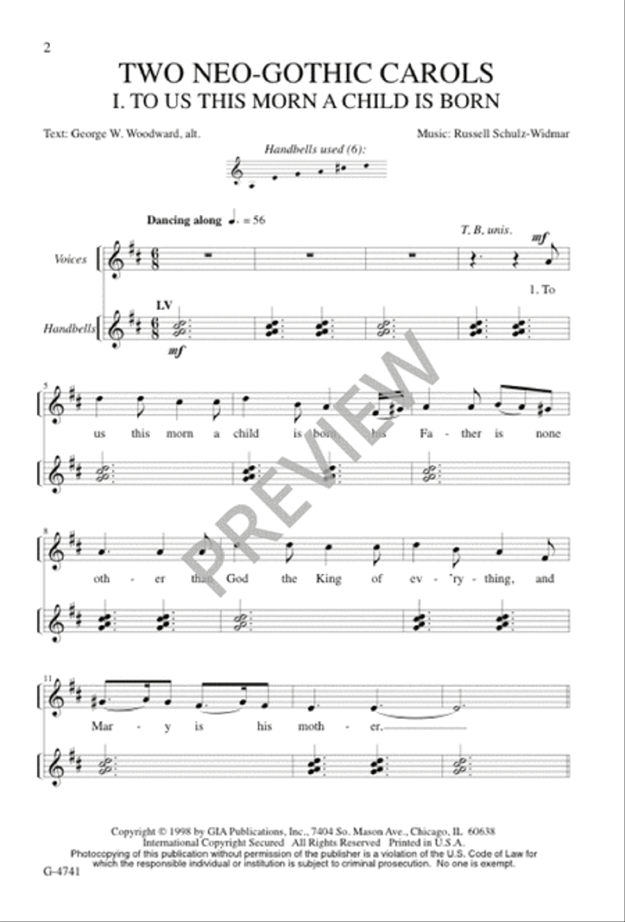 Two Neo-Gothic Carols 2-Part scores gallery preview page 1