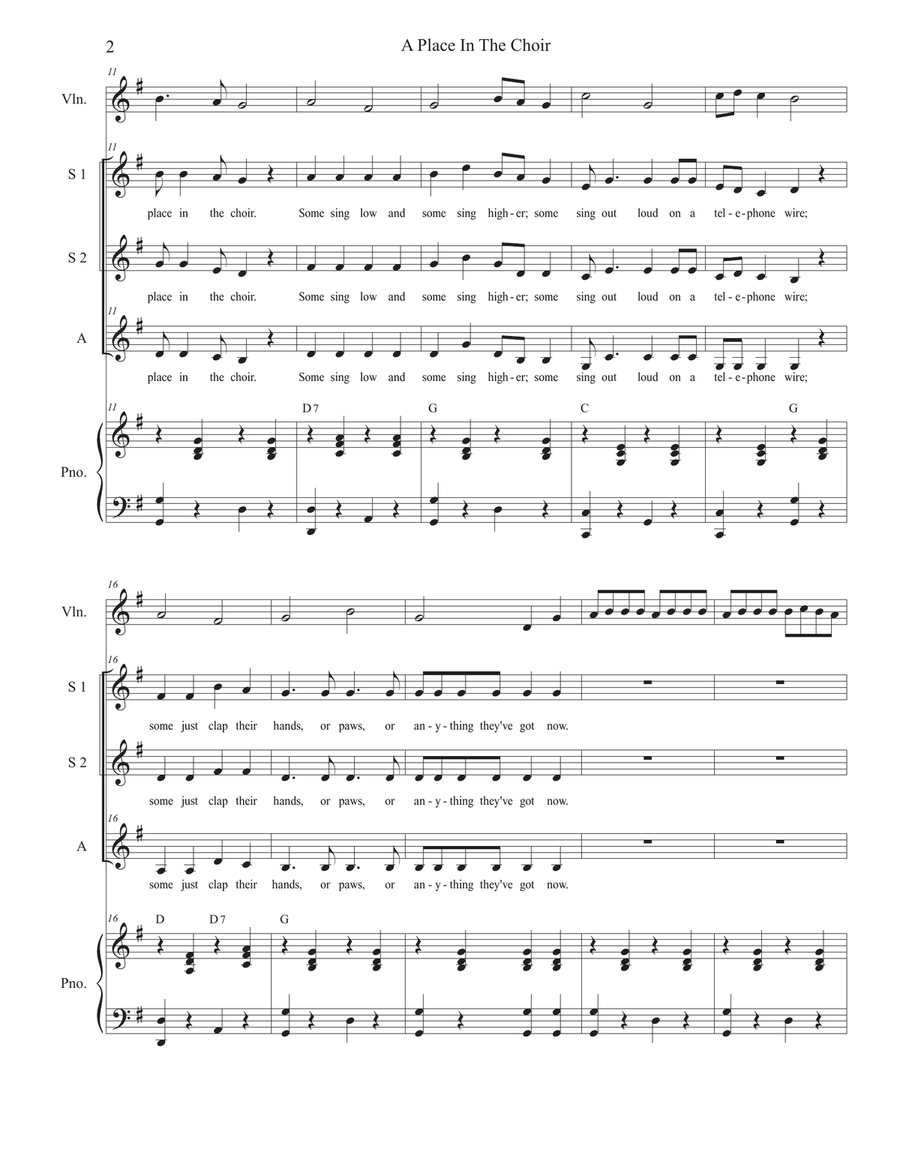 A Place In The Choir Choir scores gallery preview page 2