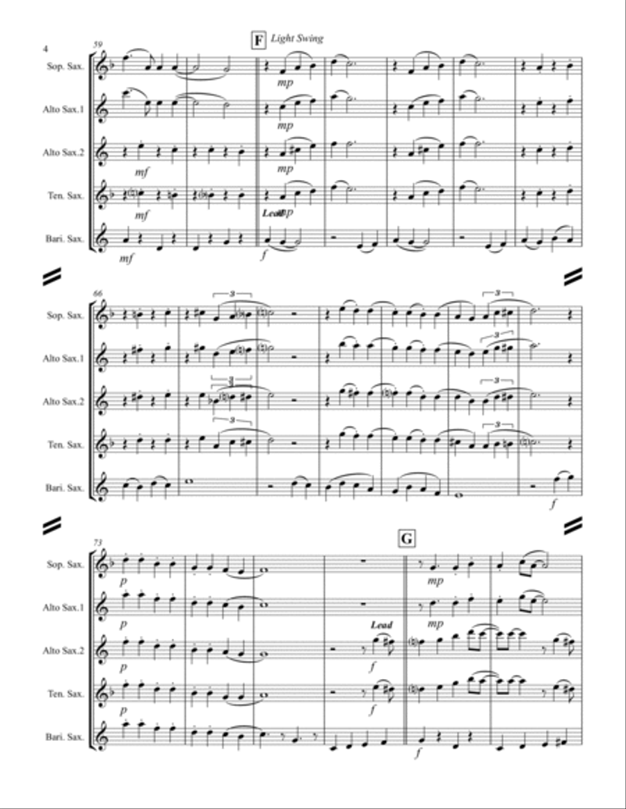Cheek To Cheek Saxophone Quintet scores gallery preview page 5