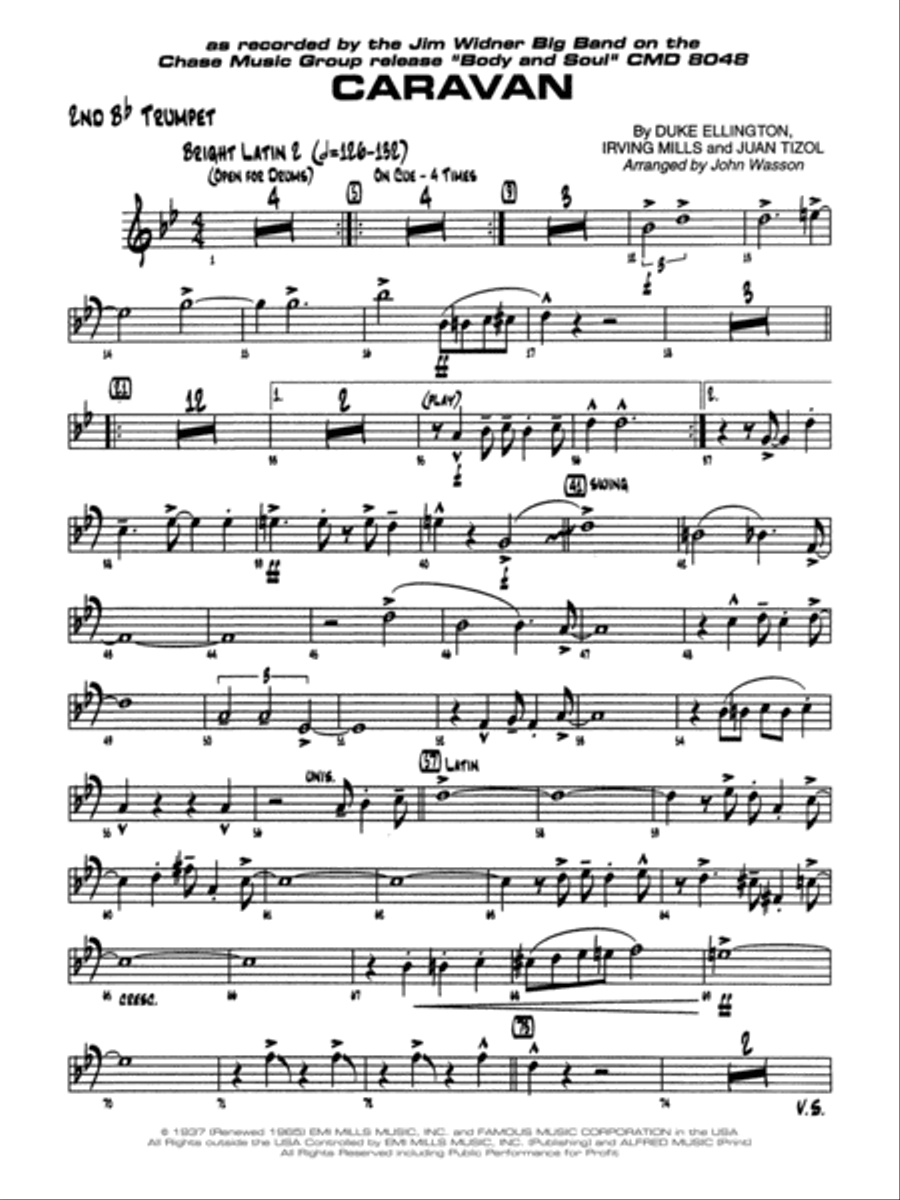 Caravan: 2nd B-flat Trumpet Jazz Ensemble scores gallery preview page 1