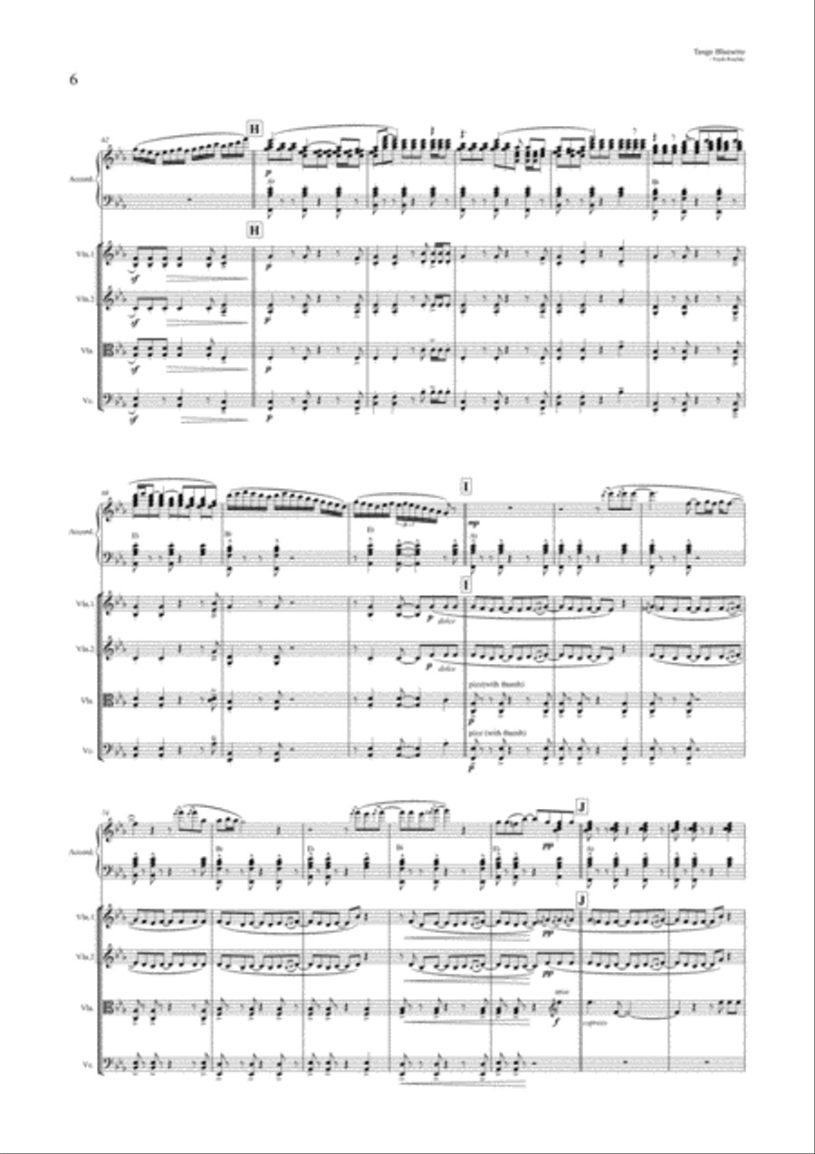 Tango Bluesette - for Accordion & String Quartet String Quartet scores gallery preview page 6