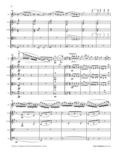 "Carmen" Fantasy, arranged for flute and string quartet image number null