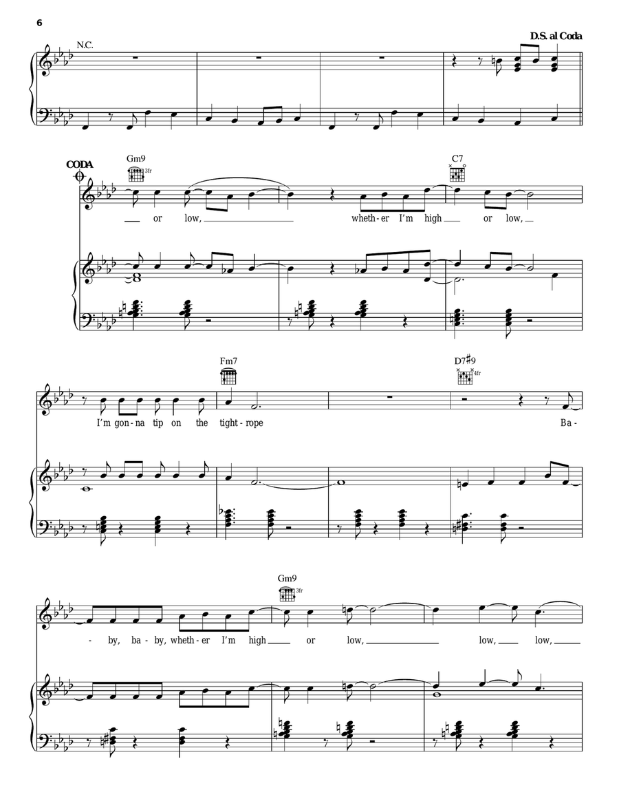 Tightrope Tightrope Piano, Vocal, Guitar scores gallery preview page 6