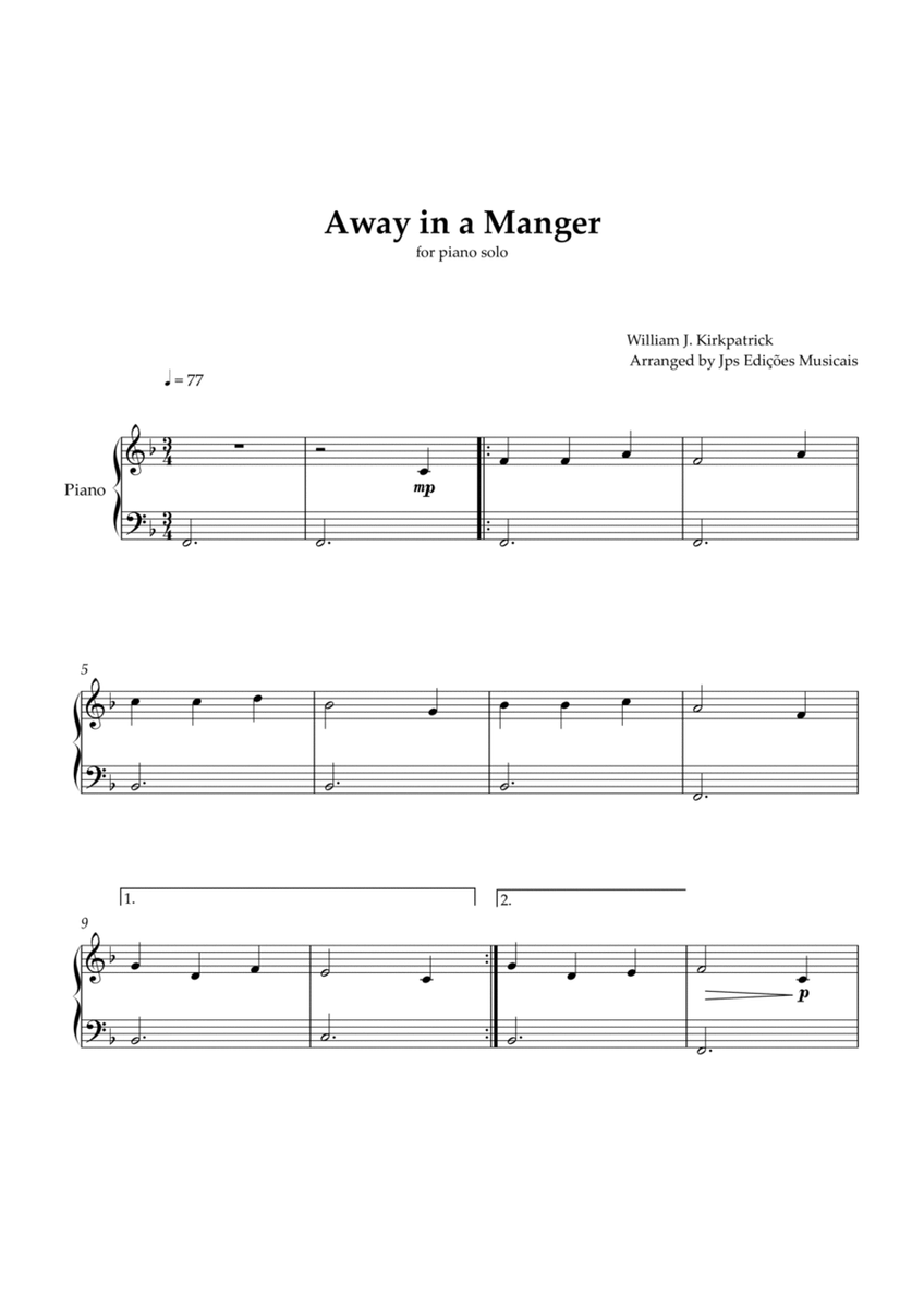 Away in a Manger for Piano image number null