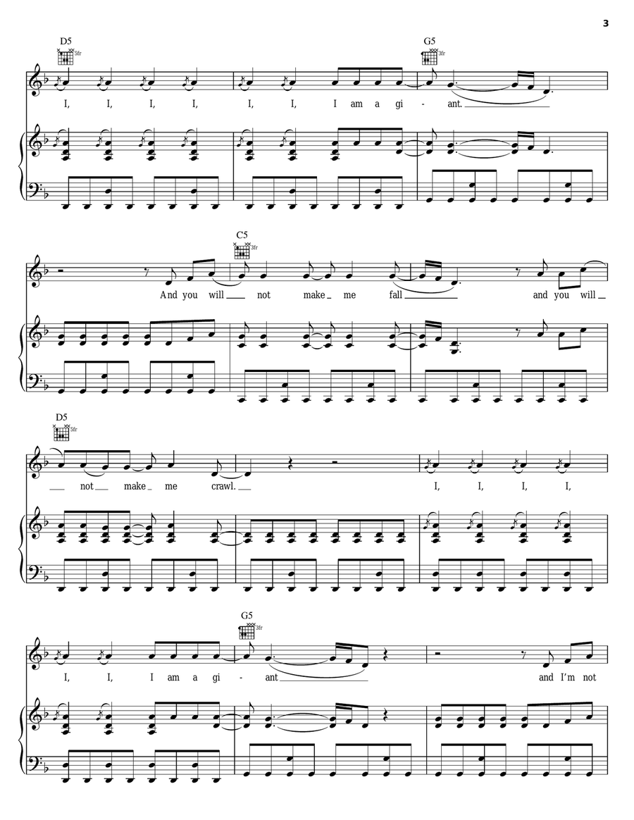 Giant Piano, Vocal, Guitar scores gallery preview page 3