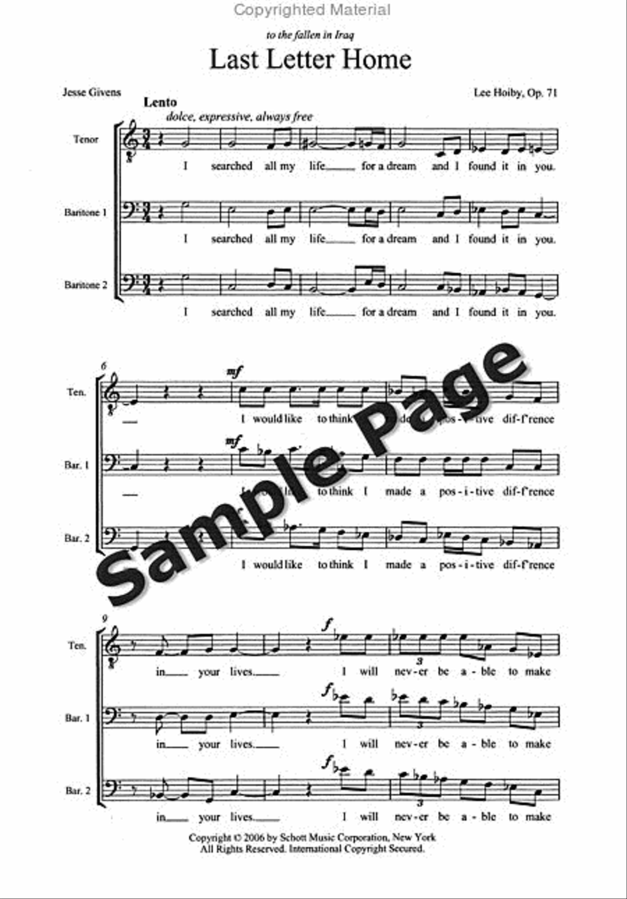 Last Letter Home Last Letter Home 3-Part scores gallery preview page 4