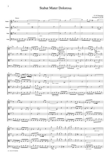 Pergolegi Stabat Mater Dolorosa, for string quartet, CP401 image number null
