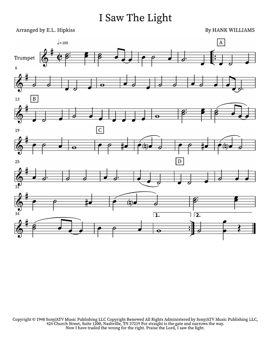 I Saw The Light Brass Quintet scores gallery preview page 4