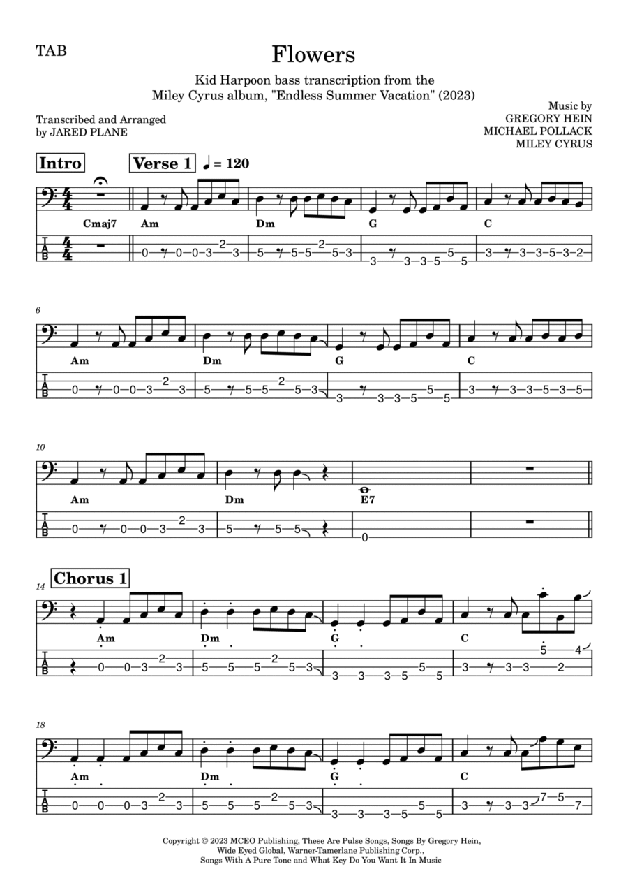Flowers Flowers Guitar Tablature scores gallery preview page 1