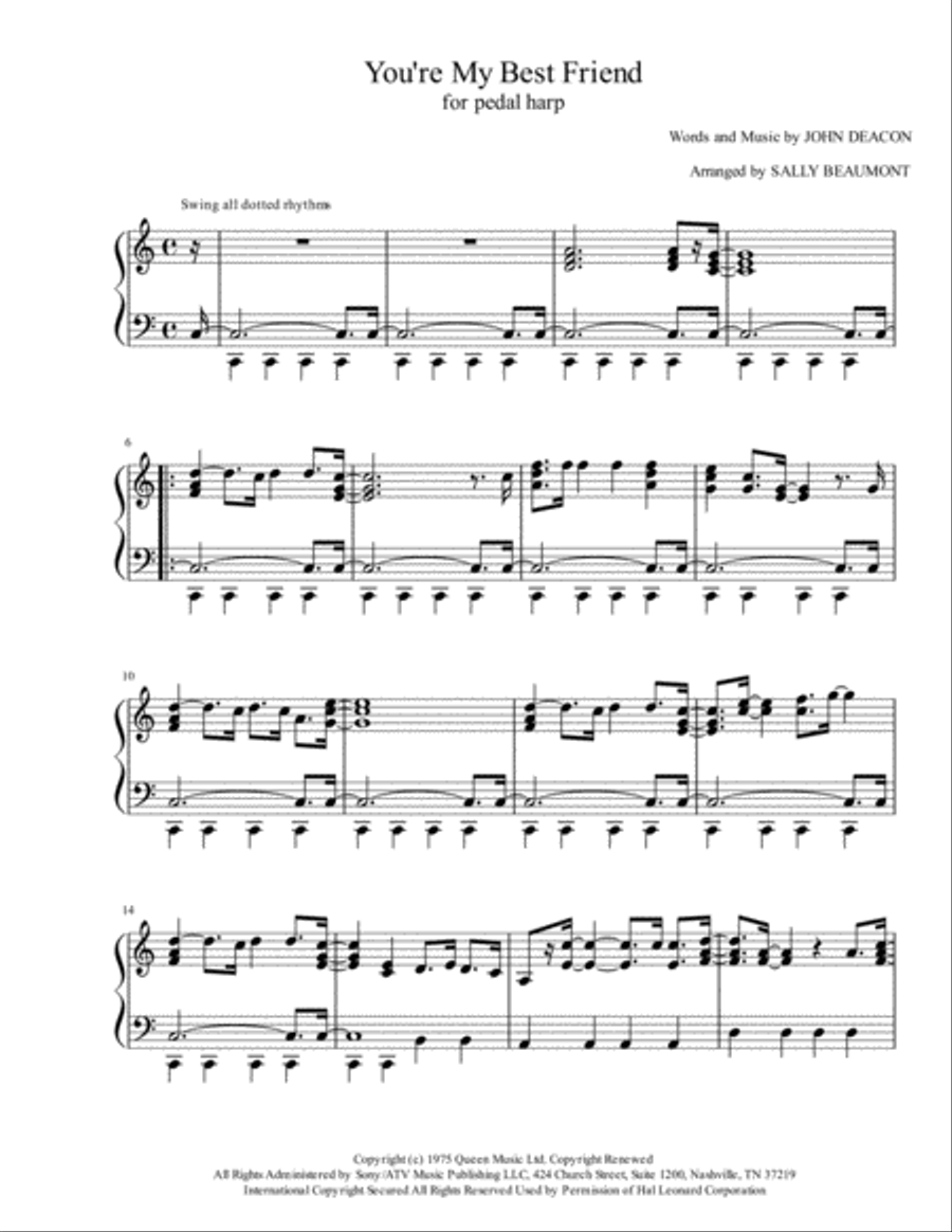 You're My Best Friend Harp scores gallery preview page 1
