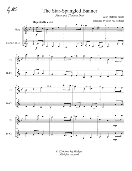 The Star-Spangled Banner for Flute and Clarinet image number null