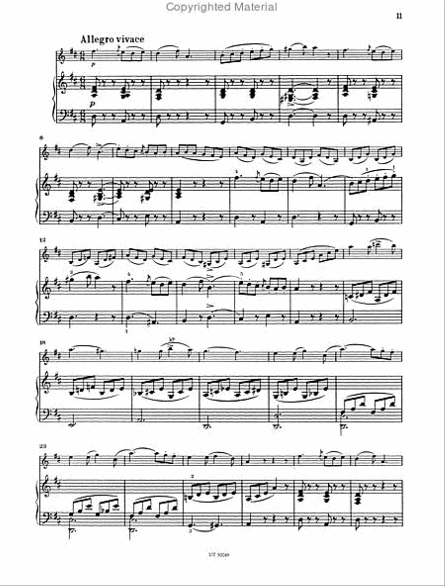 Sonata (Sonatina) for Piano and Violin, D Major Chamber Music scores gallery preview page 3