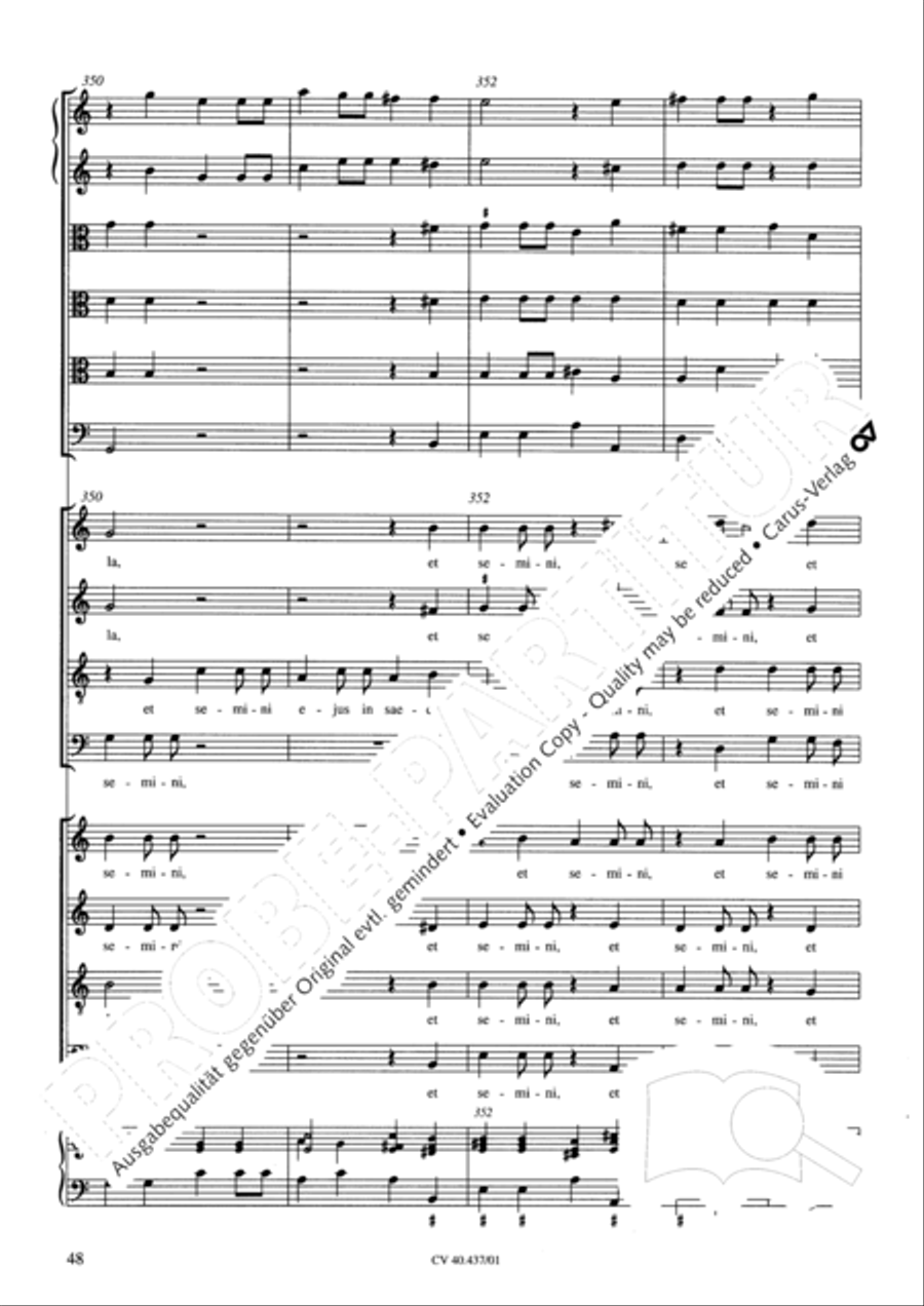 Magnificat a 8 voci con 6 vel 10 istromenti 4-Part scores gallery preview page 44