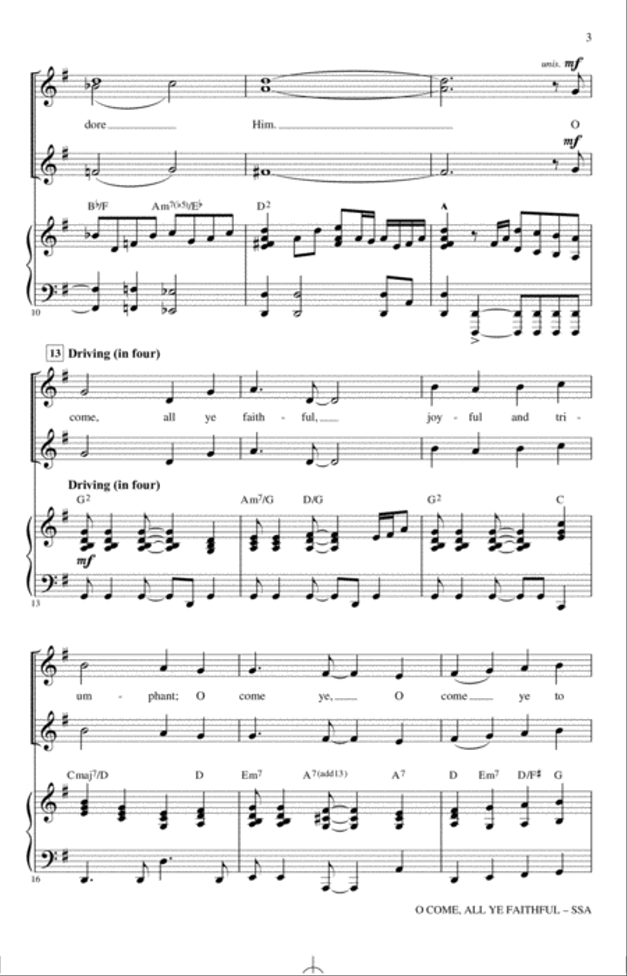 O Come, All Ye Faithful (arr. Mac Huff) SSA scores gallery preview page 2