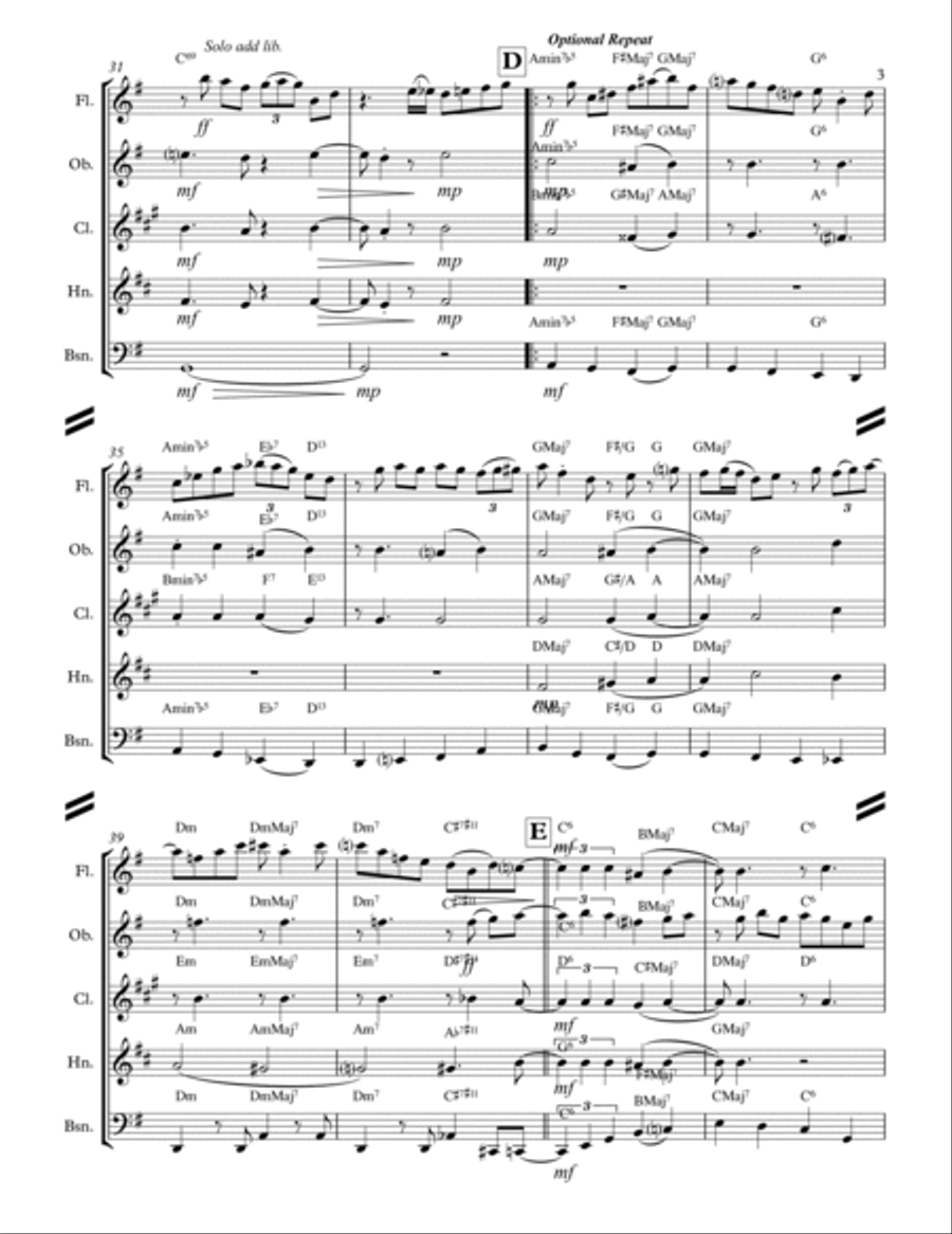 April In Paris Woodwind Quintet scores gallery preview page 4