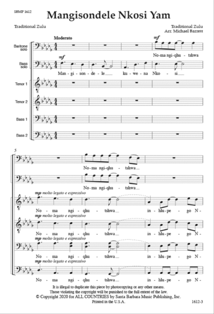 Mangisondele Nkosi Yam - TTBB octavo TTBB scores gallery preview page 2