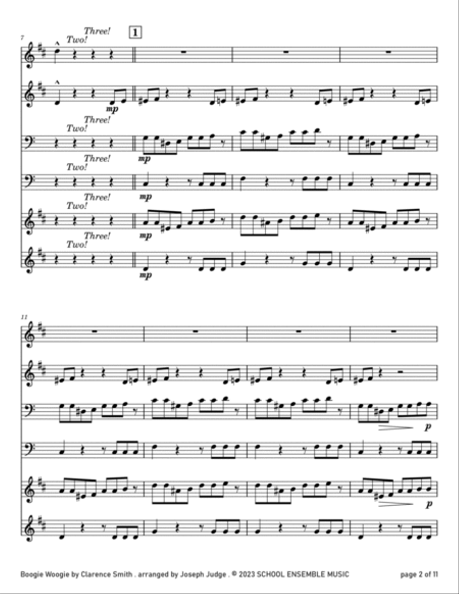 Boogie Woogie by Smith for Brass Quartet in Schools Brass Quartet scores gallery preview page 2