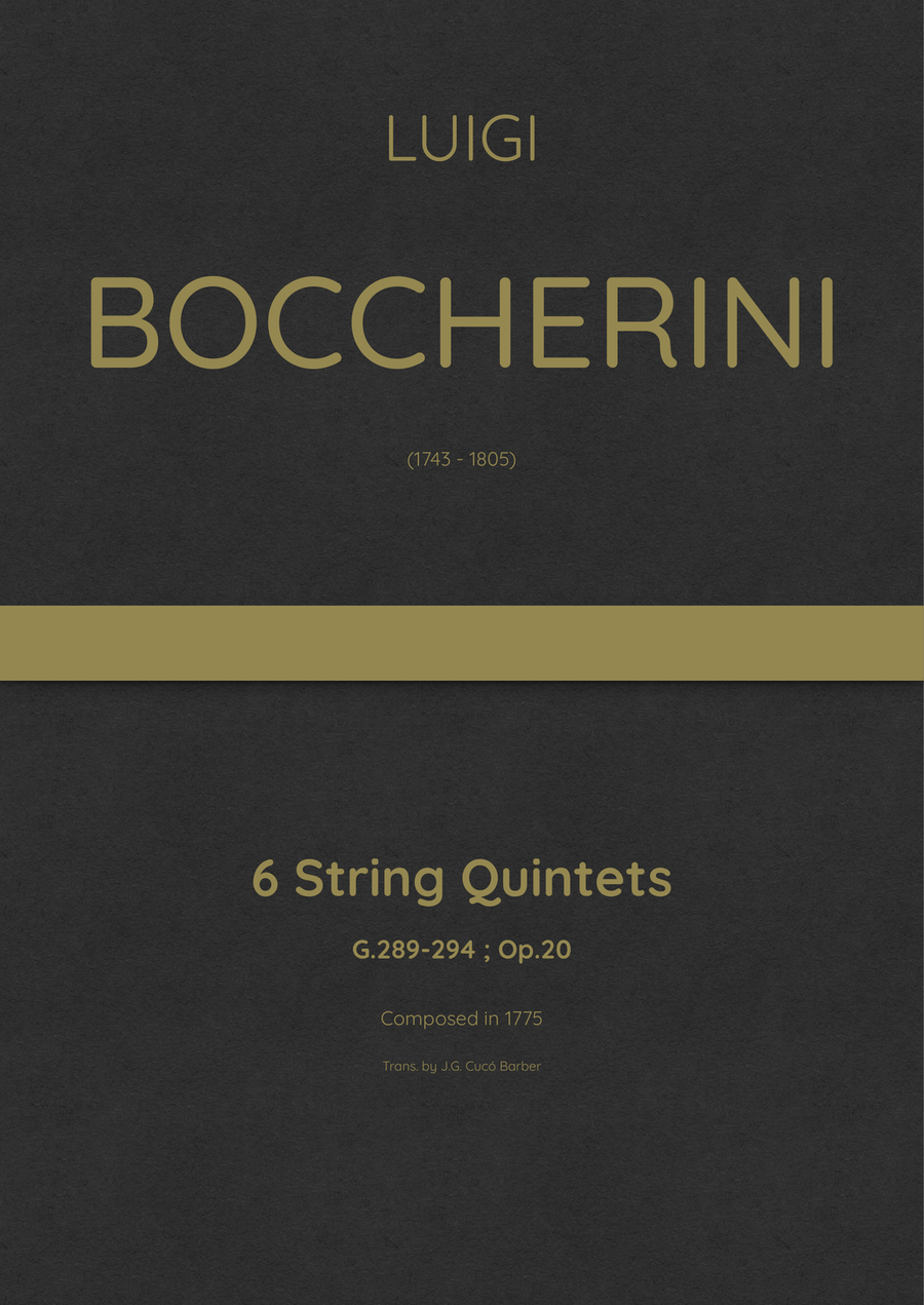 Boccherini - 6 String Quintets, G.289-294 Op.20 String Quintet scores gallery preview page 1