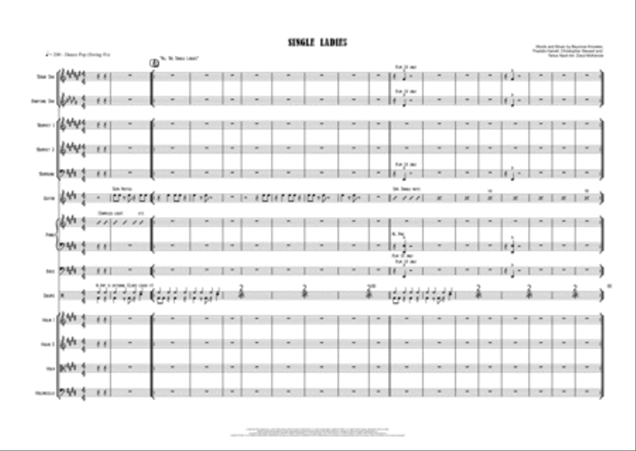Single Ladies (Put A Ring On It) Tenor Saxophone scores gallery preview page 1