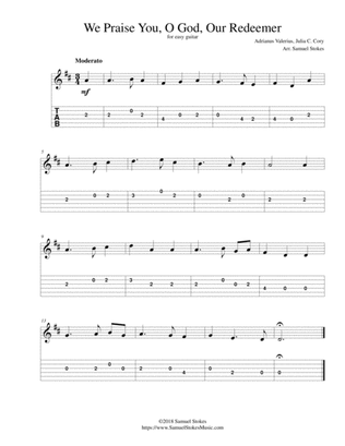 We Praise You, O God, Our Redeemer - for easy guitar with TAB