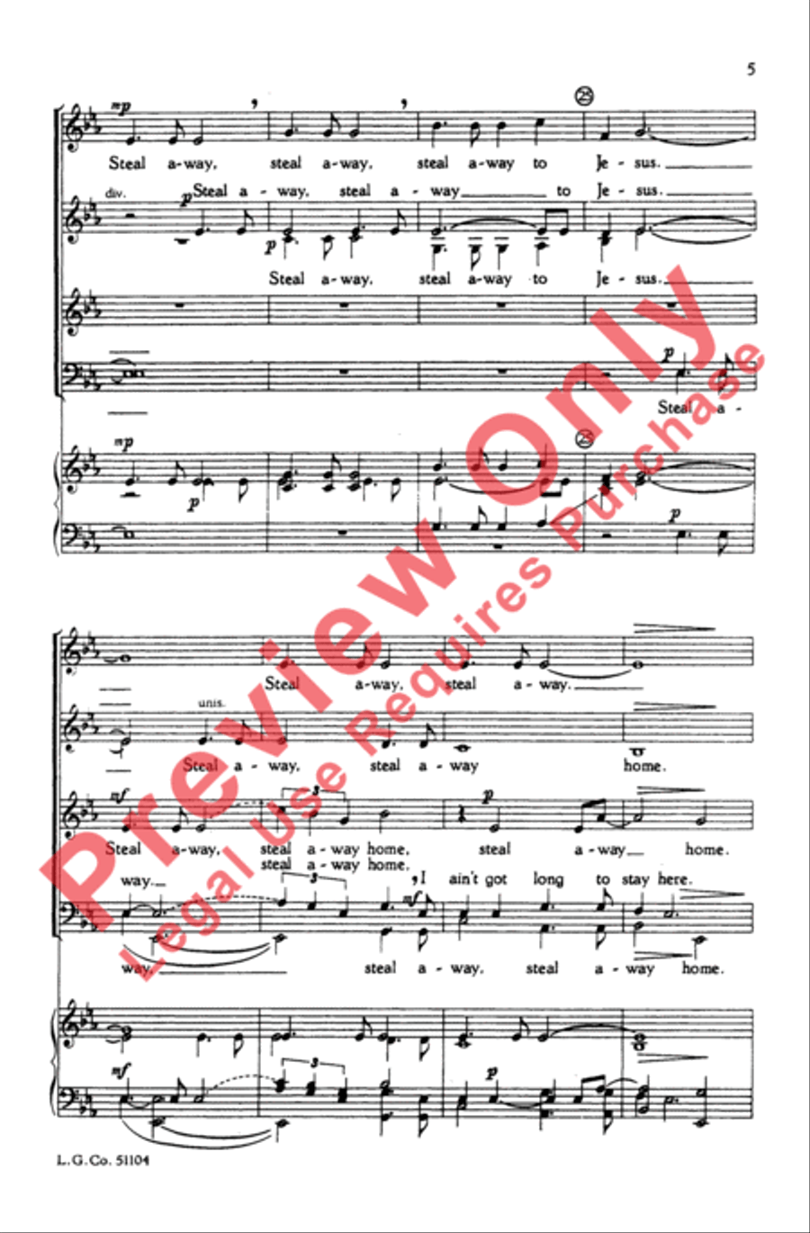 Steal Away 4-Part scores gallery preview page 5