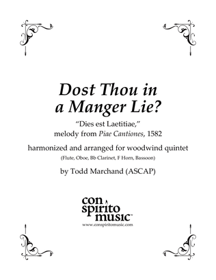 Book cover for Dost Thou in a Manger Lie? - woodwind quintet